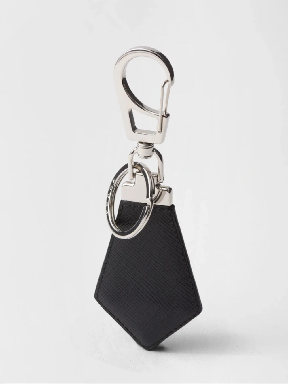 Prada Black Saffiano Leather Keychain